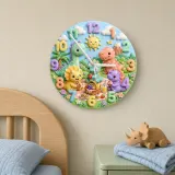 Cute Dinosaur Picnic Kids Room Wall Clock