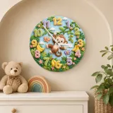 Swinging Safari Monkey Kids Room Wall Clock | Pastel Jungle Nursery Decor, Unique Baby Shower Gift For Boys Or Girls (13.6 inch / 34.5 cm)