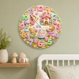 Fairy Mushroom Garden Kids Room Wall Clock | Magical Woodland Nursery Decor, Baby Girl Birthday Gift (13.6 inch / 34.5 cm)