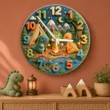 Dinosaur Campfire Kids Room Wall Clock