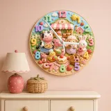 Farm Animals Bakery Kids Room Wall Clock | Barnyard Nursery Decor, Baby Boy Girl Birthday Gift (13.6 inch / 34.5 cm)