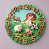 Farm Animals Barnyard Kids Room Wall Clock | Cute Red Tractor Nursery Decor, Unique Baby Boy Shower Gift Keepsake (13.6 inch / 34.5 cm)