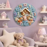 Cozy Winter Woodland Animals Kids Room Wall Clock | Snowy Cabin Nursery Decor, Baby Shower Gift For Girls And Boys (13.6 inch / 34.5 cm)