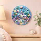 Magical Underwater Castle Kids Room Wall Clock | Pastel Ocean Fish Nursery Decor, Little Girl Bedroom Birthday Gift (13.6 inch / 34.5 cm)