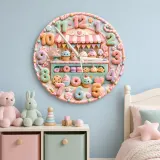 Pastel Bakery Dessert Kids Room Wall Clock | Sweet Shop Nursery Decor, Cute Birthday Gift For Girls (13.6 inch / 34.5 cm)