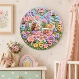 Magical Fairy Tea Party Kids Room Wall Clock | Enchanted Garden Nursery Decor, Pastel Girls Bedroom Birthday Present (13.6 inch / 34.5 cm)