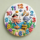 Pirate Octopus Under The Sea Kids Room Wall Clock | Ocean Theme Nursery Decor, Baby Boy Bedroom Birthday Keepsake (13.6 inch / 34.5 cm)
