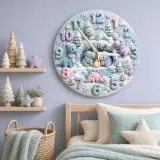 Cozy Winter Dinosaur Kids Room Wall Clock