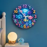 Magical Under The Sea Kids Room Wall Clock | Ocean Fish Nursery Decor, Baby Boy Girl Bedroom Birthday Keepsake Gift (13.6 inch / 34.5 cm)