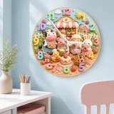 Farm Animals Bakery Kids Room Wall Clock | Barnyard Nursery Decor, Baby Boy Girl Birthday Gift (13.6 inch / 34.5 cm)