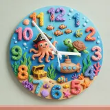 Pirate Octopus Ocean Kids Room Wall Clock | Under The Sea Nursery Decor, Little Boy's Room Birthday Gift & Keepsake (13.6 inch / 34.5 cm)