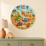Dinosaur Ice Cream Kids Room Wall Clock | Volcano Nursery Decor, Little Boy Birthday Gift Keepsake (13.6 inch / 34.5 cm)
