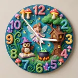 Enchanted Fairy & Wizard Owl Kids Room Wall Clock | Magical Forest Nursery Decor, Whimsical Baby Girl Bedroom Gift (13.6 inch / 34.5 cm)