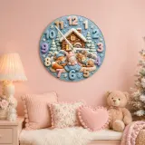 Cozy Winter Woodland Animals Kids Room Wall Clock | Snowy Cabin Nursery Decor, Baby Shower Gift For Girls And Boys (13.6 inch / 34.5 cm)