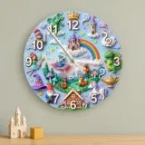 Magical Fairytale Kids Room Wall Clock | Castle Dragon Unicorn Nursery Room Decor, Birthday & Baby Shower Keepsake (13.6 inch / 34.5 cm)