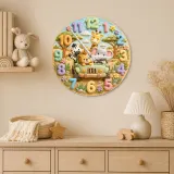 Safari Animal Jeep Kids Room Wall Clock | Jungle Nursery Decor, Safari Playroom Art, Baby Boy Shower Gift Keepsake (13.6 inch / 34.5 cm)
