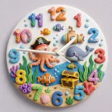 Pirate Octopus Under The Sea Kids Room Wall Clock | Ocean Theme Nursery Decor, Baby Boy Bedroom Birthday Keepsake (13.6 inch / 34.5 cm)