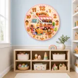 Waffle Shop Food Truck Kids Room Wall Clock | Sweet Bakery Nursery Decor, Cute Birthday Gift For Girls (13.6 inch / 34.5 cm)