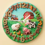 Farm Animals Barnyard Kids Room Wall Clock | Cute Red Tractor Nursery Decor, Unique Baby Boy Shower Gift Keepsake (13.6 inch / 34.5 cm)