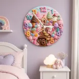 Magical Candyland Ice Cream Kids Room Wall Clock | Sweet Treats Nursery Decor, Whimsical Girl Bedroom Decor Keepsake (13.6 inch / 34.5 cm)