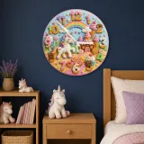 Unicorn Candy Castle Kids Room Wall Clock | Rainbow Nursery Decor, Magical Little Girl Birthday Gift (13.6 inch / 34.5 cm)