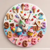 Candyland Sweet Treats Kids Room Wall Clock | Ice Cream Cupcake Nursery Decor, Little Girl Bedroom Birthday Art Gift (13.6 inch / 34.5 cm)