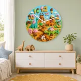 Dinosaur Volcano Kids Room Wall Clock | Candyland Nursery Decor, Little Boy Birthday Gift Keepsake (13.6 inch / 34.5 cm)