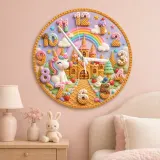 Unicorn Rainbow Castle Kids Room Wall Clock | Fairytale Nursery Decor, Magical Baby Girl Birthday Gift (13.6 inch / 34.5 cm)