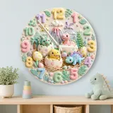 Pastel Baby Dinosaur Kids Room Wall Clock