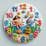 Pirate Octopus Under The Sea Kids Room Wall Clock | Ocean Theme Nursery Decor, Baby Boy Bedroom Birthday Keepsake (13.6 inch / 34.5 cm)