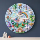 Magical Fairytale Kids Room Wall Clock | Castle Dragon Unicorn Nursery Room Decor, Birthday & Baby Shower Keepsake (13.6 inch / 34.5 cm)