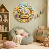 Safari Animal Jeep Kids Room Wall Clock | Jungle Nursery Decor, Safari Playroom Art, Baby Boy Shower Gift Keepsake (13.6 inch / 34.5 cm)