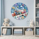 Winter Animal Train Kids Room Wall Clock | Snowy Woodland Nursery Decor, Beautiful Baby Shower Gift For Boy Or Girl (13.6 inch / 34.5 cm)