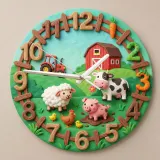 Farm Animals Barnyard Kids Room Wall Clock | Cute Red Tractor Nursery Decor, Unique Baby Boy Shower Gift Keepsake (13.6 inch / 34.5 cm)