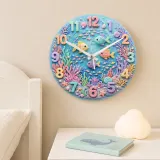 Pastel Ocean Coral Reef Kids Room Wall Clock | Under The Sea Nursery Decor, Cute Baby Girl Birthday Gift Keepsake (13.6 inch / 34.5 cm)