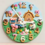 Sweet Ice Cream Farm Animals Kids Room Wall Clock | Playful Nursery Decor, Whimsical Baby Shower Birthday Gift Idea (13.6 inch / 34.5 cm)