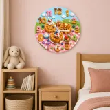 Waffle Breakfast Kids Room Wall Clock | Sweet Picnic Nursery Decor, Cute Playroom Birthday Gift (13.6 inch / 34.5 cm)