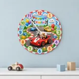 Wood Race Car Track Kids Room Wall Clock