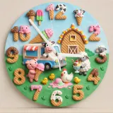 Sweet Ice Cream Farm Animals Kids Room Wall Clock | Playful Nursery Decor, Whimsical Baby Shower Birthday Gift Idea (13.6 inch / 34.5 cm)