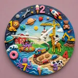 Ultimate Adventure Kids Room Wall Clock | Space Animals Train Nursery Decor, Unique Toddler Boy Birthday Keepsake (13.6 inch / 34.5 cm)