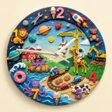 Ultimate Adventure Kids Room Wall Clock | Space Animals Train Nursery Decor, Unique Toddler Boy Birthday Keepsake (13.6 inch / 34.5 cm)