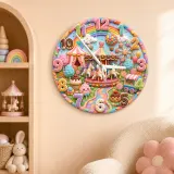 Candy Carnival Carousel Kids Room Wall Clock | Rainbow Nursery Decor, Sweet Little Girl Birthday Gift (13.6 inch / 34.5 cm)