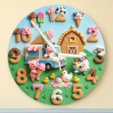 Sweet Ice Cream Farm Animals Kids Room Wall Clock | Playful Nursery Decor, Whimsical Baby Shower Birthday Gift Idea (13.6 inch / 34.5 cm)