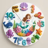 Mermaid Under The Sea Kids Room Wall Clock | Cute Ocean Marine Life Nursery Decor, Baby Girl Room Birthday Gift Idea (13.6 inch / 34.5 cm)
