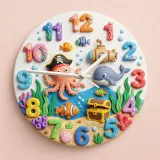 Pirate Octopus Under The Sea Kids Room Wall Clock | Ocean Theme Nursery Decor, Baby Boy Bedroom Birthday Keepsake (13.6 inch / 34.5 cm)