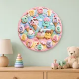 Ice Cream Sweet Treats Kids Room Wall Clock | Pastel Dessert Nursery Decor, Little Girl Birthday Gift (13.6 inch / 34.5 cm)