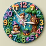 Enchanted Fairy & Wizard Owl Kids Room Wall Clock | Magical Forest Nursery Decor, Whimsical Baby Girl Bedroom Gift (13.6 inch / 34.5 cm)