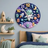 Space Astronaut Dinosaur Kids Room Wall Clock