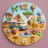 Safari Ice Cream Truck Kids Room Wall Clock | Sweet Jungle Animal Nursery Decor, Toddler Playroom Birthday Gift Art (13.6 inch / 34.5 cm)
