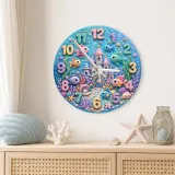Magical Underwater Castle Kids Room Wall Clock | Pastel Ocean Fish Nursery Decor, Little Girl Bedroom Birthday Gift (13.6 inch / 34.5 cm)